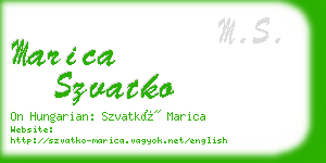 marica szvatko business card